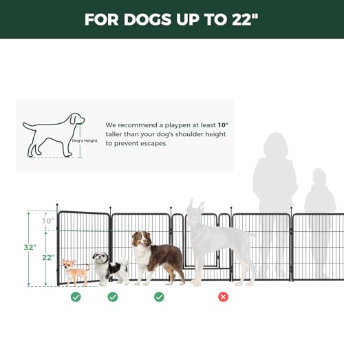 Image of FXW Rollick Unleashed Dog Playpen for Indoor, Yard, RV Camping, 32 inch 16 Panels Dog Pen with RV Step Grid for Small and Medium Dogs, Black│Patented