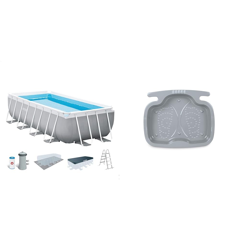 Intex kit Piscine Prism Frame rectangulaire Angulaire Tubulaire (l) 4,88 x (l) 2,44 x (h) 1,07m & 29080 - Pediluve Coloris aléatoire