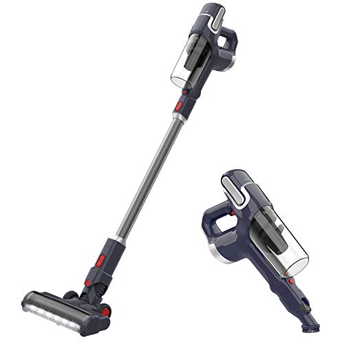 NOVETE Cordless Vacuum Cleaner, 2 in 1 Stick Vacuum with Samsung Detachable Lithium Battery, Lightweight Bagless Handheld Vacuum for Floor Carpet Car Pet Hair, LED Cleaning Head and Wall Mount