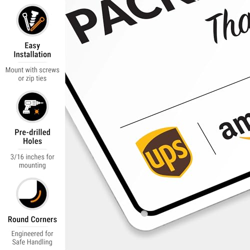Image of Package Delivery Sign, Delivery Instructions Do Not Leave Package Here Sign, 10x14 Inches, Rust Free .040 Aluminum, Fade Resistant, Made in USA