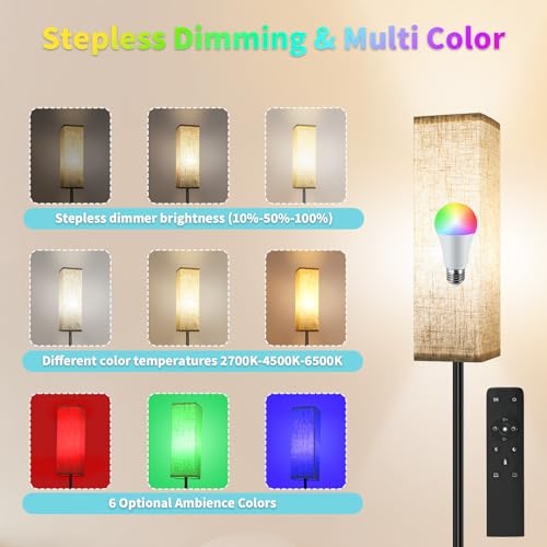 CRLL Floor Lamp for Living Room Modern Standing Lamps with Remote & Foot Switch - Image 3