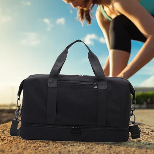 Sac duffel multifonction noir en tissu Oxford imperméable avec compartiments