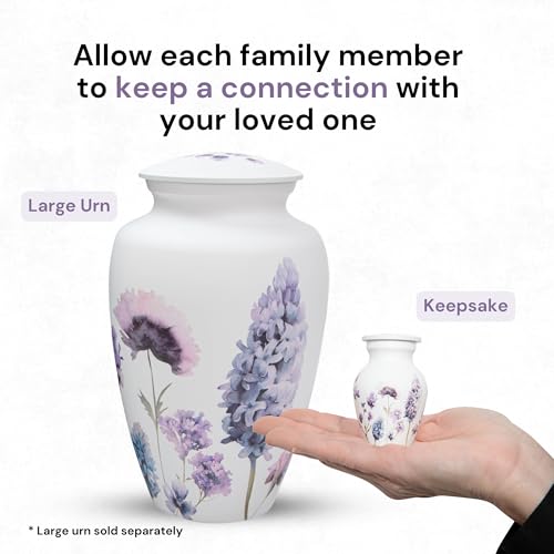 Image of Cremation Urns for Human Ashes Adult Female | Human Urn for Ashes for Women | Decorative for Cremation, Funeral, Burial, Home | Handcrafted Keepsake - Purple Flower
