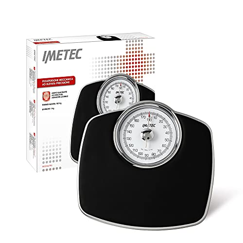 Imetec Medical Pro, Pesapersone Meccanica, Ampio Quadrante ad Alta Visibilità, Pedana Antiscivolo, Portata Max 180 Kg, Divisione 1 kg, Scocca Metallo Cromato
