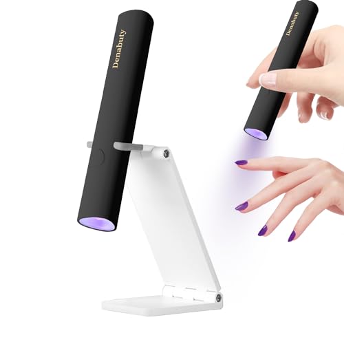 Mini Lampada UV LED Unghie, Denabuty Lampada per Unghie Senza Fili 3W, USB Ricaricabile e Portatile, Penna per Asciuga Unghie Salone di Casa, Torcia Elettrica per unghie Gel Sciugatura Rapida Nero