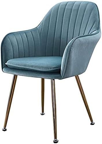 Chaise moderne en velours bleu et pieds dorés au design élégant