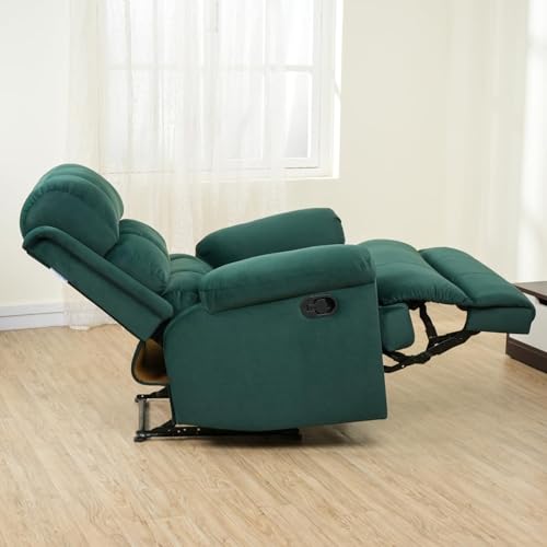 Image of Solis Royale 1 Seater Recliner Sofa Chair Suede Fabric | Hush Puffy Manual Rocking & Revolving Recliner Lounge Sofa for Relaxing | Comfortable Cushioned | Living Room, Bedroom, Home, Office