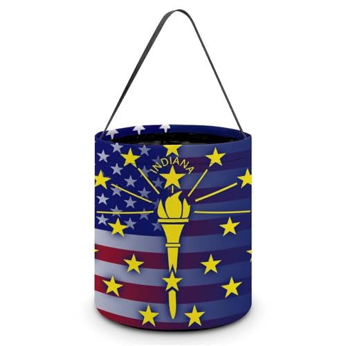 U.S. And Indiana State Flag Funny Halloween Tote Treat Bags