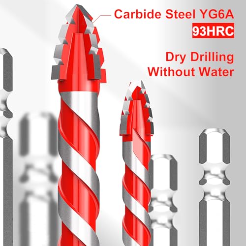 5 Pcs Eccentric Drill Bit,Masonry Drill Bits,Professional Tungsten Carbide Drill Bit for Tile,Glass,Quartz,Porcelain,Cement,Ceramic,Brick,Granite,Marble,Plastic,Wood (6,6,8,10,12mm) - Image 2