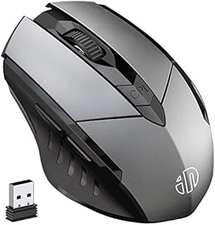 INPHIC Wireless Mouse Rechargeable, Ergonomic USB 2.4G Cordless Mice PC Laptop Computer Mouse With 6 Buttons, 1600DPI 3 Adjustment Levels for Windows Mac MacBook Linux, Iron Grey