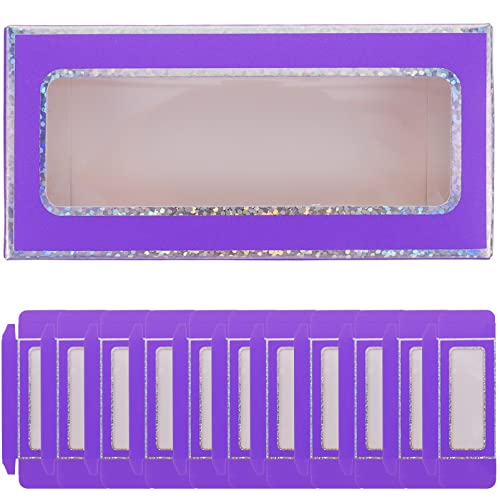 Beavorty 12Pcs Nails Packaging Box Empty Nail Display Packing Box Eyelash Eyelash Holder Case, Purple, 11x5.5x1.5cm