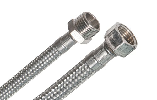 SFX® Flexschlauch 200cm DN8-3/8 Zoll ÜM x 1/2 Zoll AG Edelstahl Umflechtung Panzerschlauch Trinkwasser Anschlussschlauch 2000mm