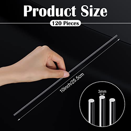 Image of Vicenpal 120 Pcs 10 Inch Clear Acrylic Rods 3 mm Plant Stakes Acrylic Dowel Rods Plant Support Stakes Round Strip Sticks for Party DIY Crafts Decorations Gardening