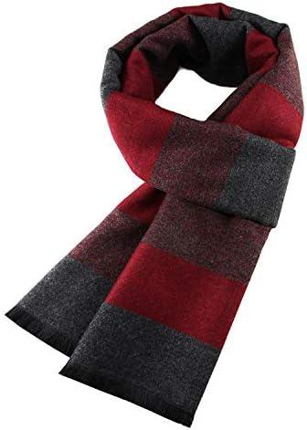 Winter Warmth Thickened Fleece Striped Scarf (Middle-Aged and Elderly Men's Style) Cotton Grandpa Scarf,Neck-Warming