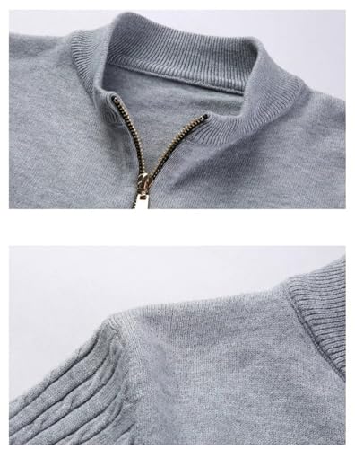Men's Full-Zip Slim-Fit Cardigan, Solid Color, Stand-Up Collar, Twist-Striped Casual Knit Cardigan3