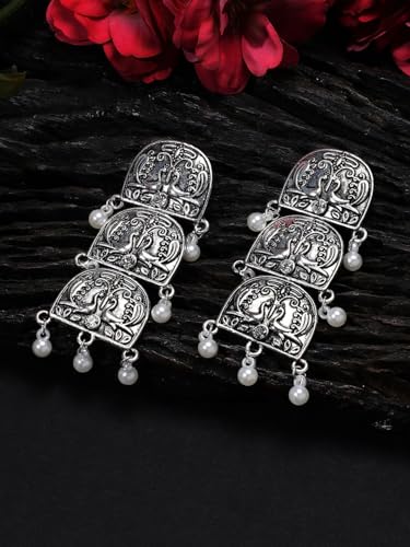 Image of Rubans Oxidised Dangle Earrings Boho Stylish Trendy Jewellery Gift for Women & Girls