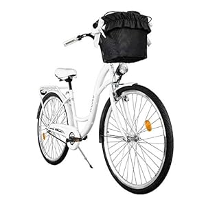 Milord. Comfort Fiets met mand, Nederlandse fiets, damesfiets, 3 versnellingen, wit, 28 inch