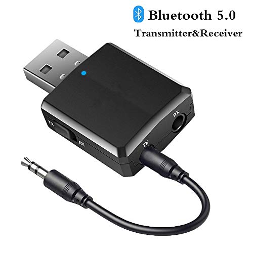 Joypro Portable Bluetooth 5.0 Transmitter and Receiver, 3-in-1 Wireless 3.5mm Adapter for TV