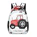 CUXWEOT Personalized Red Black Tractor Pattern Backpack School Bag with Name Waterproof Travel Daypack Bag for Man Woman Gifts