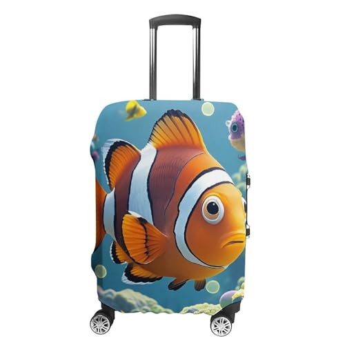 Cartoon Clown Fish Luggage Cover, Elastic Luggage Protector Fits 19-32in Suitcases, Washable & Anti-Scratch Suitcase Cover for Men Women L