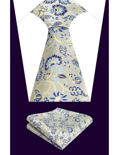 Image of Alizeal Mens 3.15inches Leaf Flower Pattern Tie Set