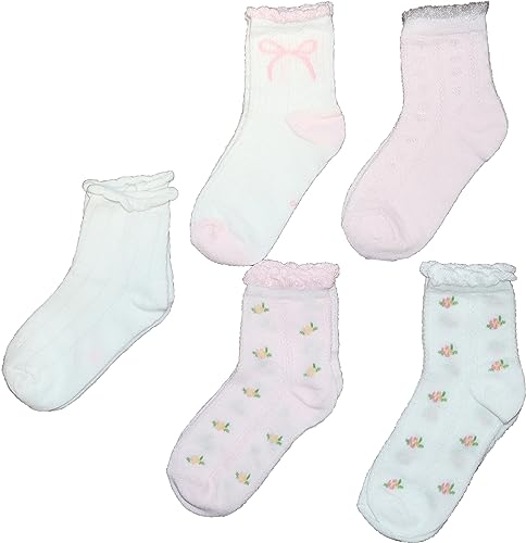 Kids Girls(3-5 Years Old), 5 Pairs Soft Breathable Classics Princess Cute School Uniform Ankle Socks