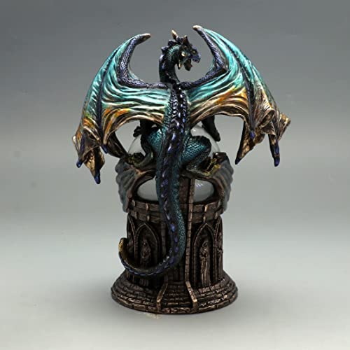 Estatua decorativa de dragón con esfera de cristal miniatura 4