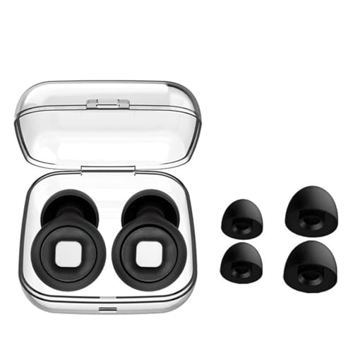 Image of AUGEN Ear Plugs for Sleeping, Noise Canceling, Reusable Silicone Earplugs for Hearing Protection, Waterproof EarPlugs Suitable for Swimming Studying Traveling Concerts Airplanes (M8) (Black)