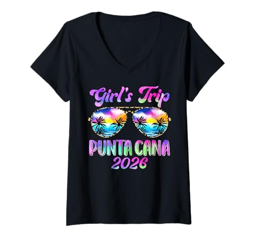 Women's Girl’s Trip Punta Cana 2026 Summer Beach Weekend Vacation V-Neck T-Shirt