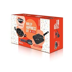 Nirlep by Bajaj Electricals 3-Piece Non-Stick Breakfast Set (Multi Snack Maker 2.2 mm, Sandwich Griller 2 mm & Appa…