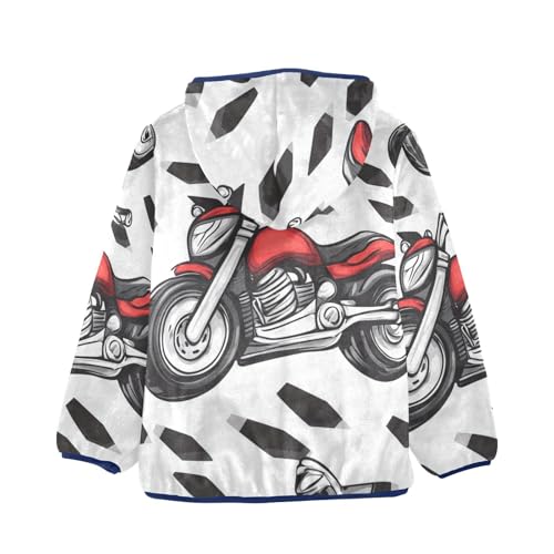 Cartoon Motorbike Girls Fleece Jacket Girls Fall Jacket Girls Zip Up Hoodie Girls Sherpa Jacket 2-10T2