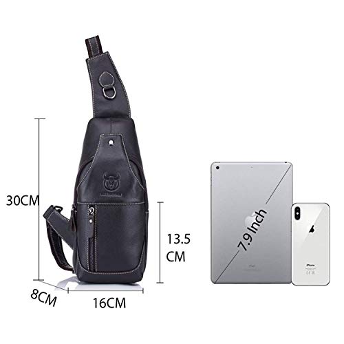 Men's Sling Bag Genuine Leather Chest Shoulder Backpack Cross Body Purse Water Resistant Anti Theft For Travel Hiking School2