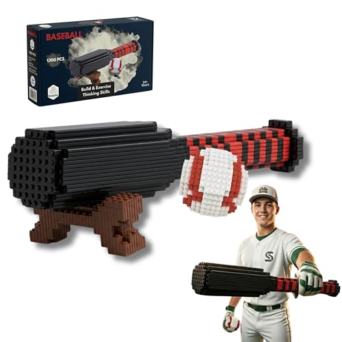 Baseball 3D Building Block Set - Ball and bat- Educational Toy - Perfect for Ages 14 15 16 Years and Above - Challenging Creative Fun and Skill-Building - 3D Instruction (1300 PCS)