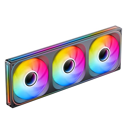 Image of JONSBO ZA-420B PC Case Fan, 420mm Silent PC Fan with 4-Sides Infinity Mirror Fan 1800RPM, Fan Style Exchangeable (AL NP /Infinity Mirror),3Pin ARGB,4Pin PWM Integrated M&F Head,Aluminum NP, Black