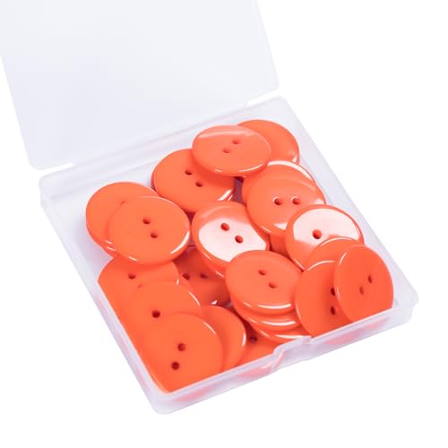 Lilaly 30pcs Orange Sewing Buttons, 1-3/16-inch (30MM) 2 Hole Large Buttons for Clothes, Craft, Sewing & DIY