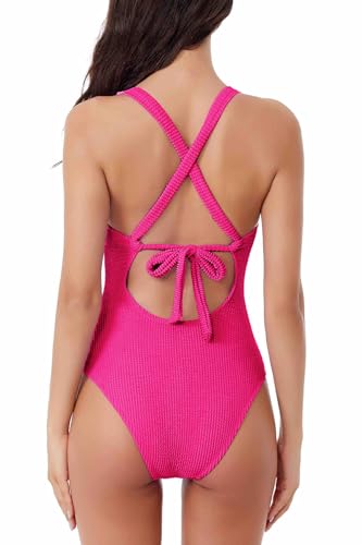BCA by Rebecca Virtue Women's Standard Madilynn Texture One Piece Swimsuit, Magenta - Image 4