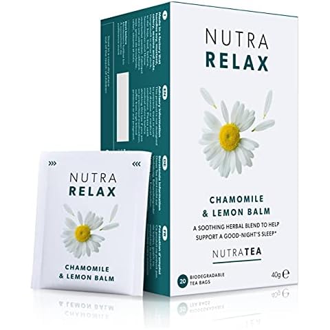NUTRARELAX - Night Time Tea | Sleep Tea | Calm Tea - Includes Chamomile, Passionflower & Lemon Balm - 40 Enveloped Tea Bags - by Nutra Tea - Herbal Tea - (2 Pack) Cover