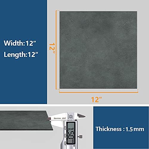 VEELIKE Grey Floor Tiles Self Adhesive Wall Tiles Peel and Stick Floor Tiles Bathroom Floor Stickers for Kitchen Flooring Adhesive Waterproof Vinyl Flooring Planks Bedroom1.5mm 30cm x 30cm 24 Pieces