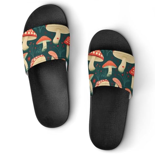 Elegant Mushroom Pattern House Sandals Non-Slip Bathroom Slippers Beach Summer Shoes for Men Women