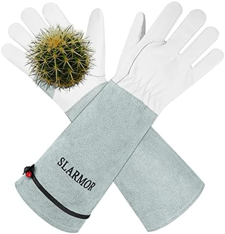SLARMOR Long-Gardening-Gloves Women/Men-Thorn proof Rose Pruning Heavy Duty Gauntlet-M