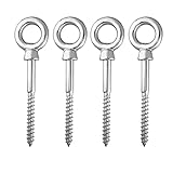 Abimars Eye Shape Screws, 4 PCS 316 Stainless Steel Marine Grade Eye Bolt, M6 Heavy Duty Eye Hooks...