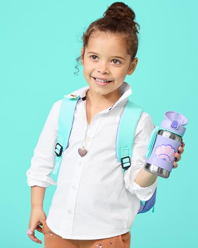 Image of Skip Hop Toddler Sippy Cup with Straw, Sparks Stainless Steel Straw Bottle, Seashell