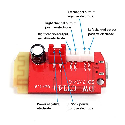 Image of CT14 Stereo Bluetooth Amplifier Board - 5V 5W+5W Class F AMP Module with Charging Port - DIY Wireless Audio Receiver for Speaker Modification