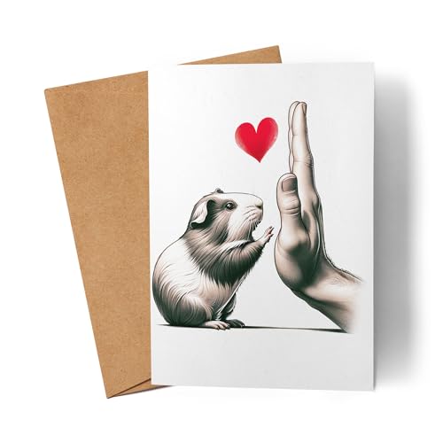 Lilavie-Design Meerschweinchen High Five Karte - Haustier Meerschweinchen Charme - Tierdruck - Glückwunschkarte - DIN A6 - Stabiles 300g/qm Papier