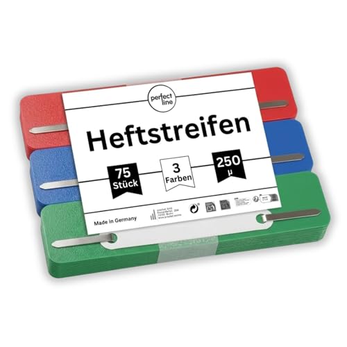 perfect line • 75 Heftstreifen (3x25 Stk.), recycelbarer...