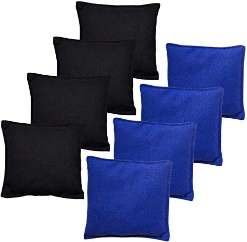 JMEXSUSS Weather Resistant Standard Corn Hole Bags, Set of 8 Regulation Cornhole Bags for Tossing Game (Black/Blue)