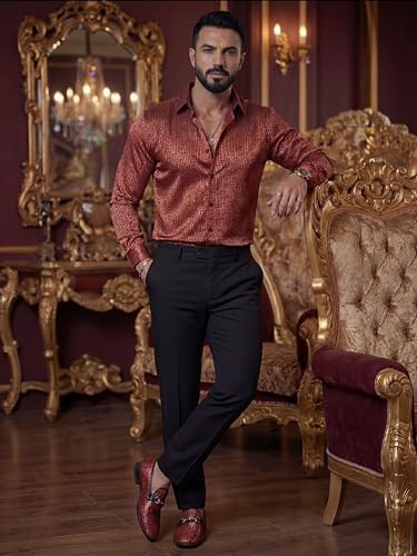 Image of Foomer Green Paisley Printed Opaque Party Shirts