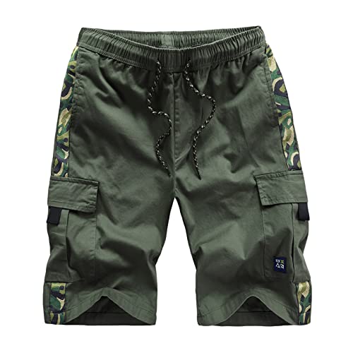 Camo Shorts For Men Cargo Elastic Waist Shorts For Men Tactical Shorts Gym Shorts For Men 5 Inch Mens Athletic Shorts 9 Inch Inseam Army Green M #TOP10