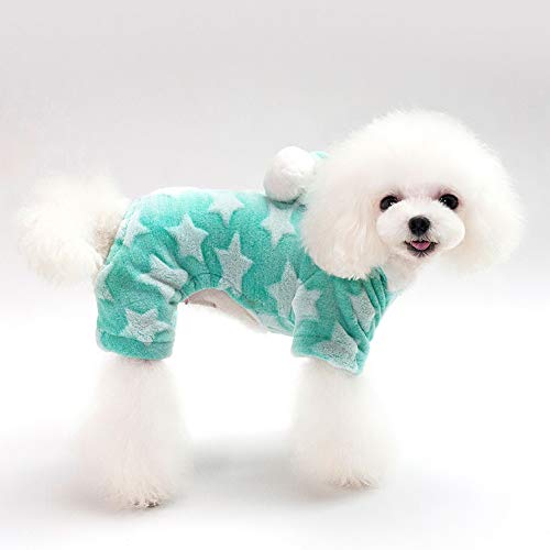 smalllee_lucky_store Pet Warm Stars Flannel Fleece Pajamas Onesie Winter Hoodie Sweater Jumpsuit for Small Dogs Cats Coat Jacket Soft Outfits Puppy Clothes - Image 4