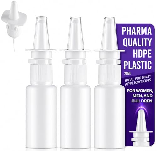 Jully 3-Pack 20ML Unique Mist Nasal Sprayer - Empty Refillable Pump Sprayer for Nose, Medical, Home...